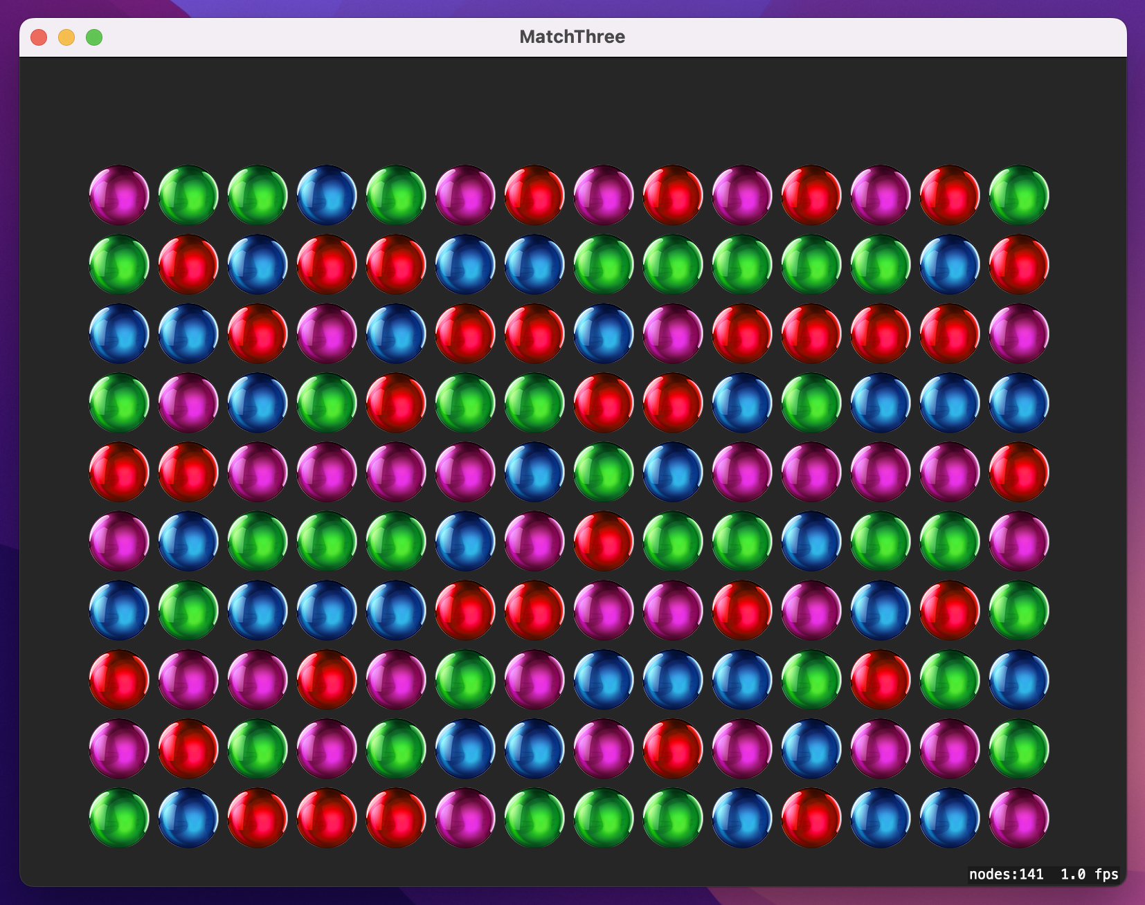A large grid of colored balls.
