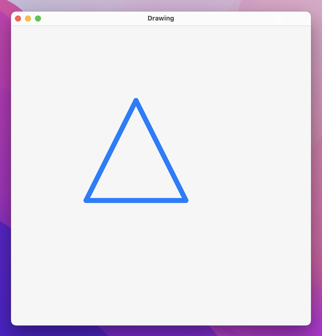 A blue triangular outline with round corners